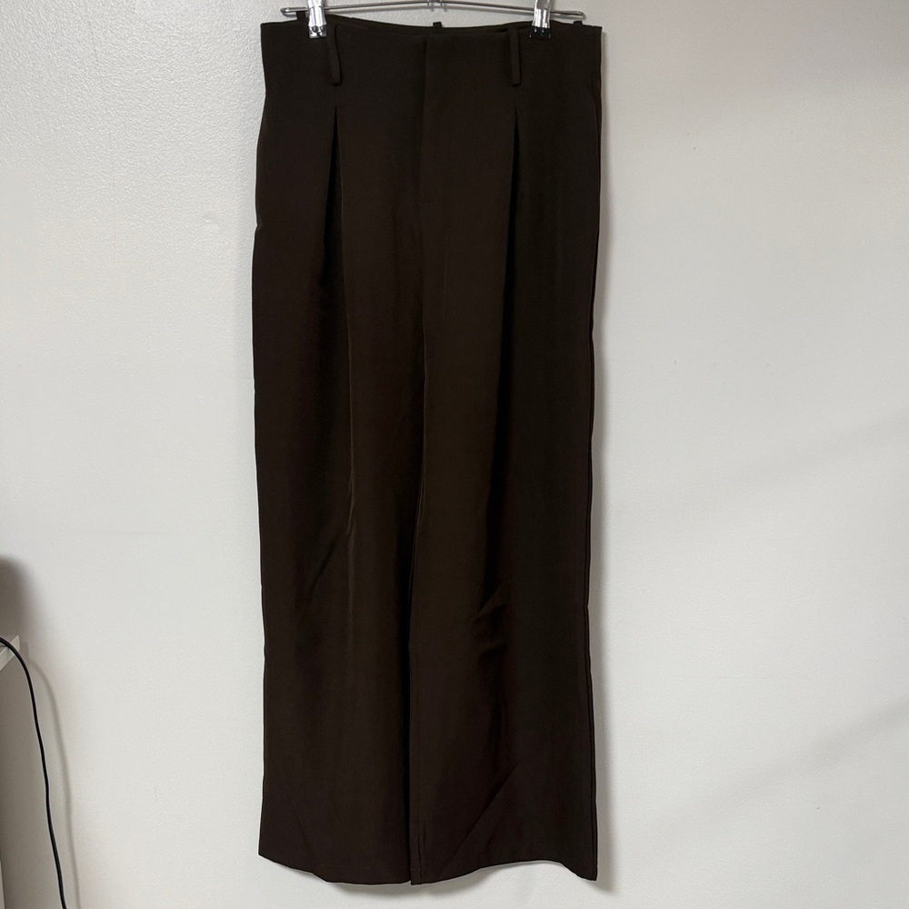 Classic Wide-Leg Women's Trousers in Dark Brown